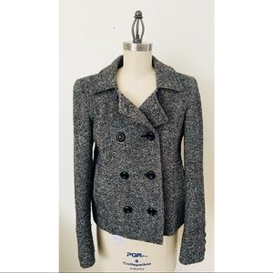 American Rag Double-Breasted Tweed Coat Bow Detail